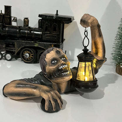 1pc Halloween Zombie Crawling Horror Decor, Scary Led Lights Zombie Holding - product image 2