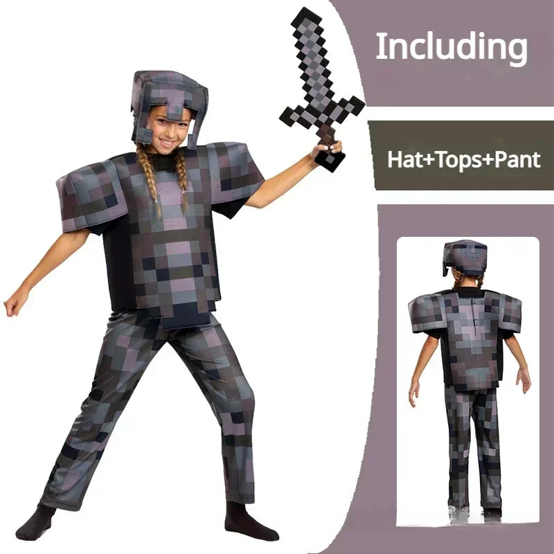 Minecraft Steve Kids' Diamond Armor 3-Piece Halloween Costume Set