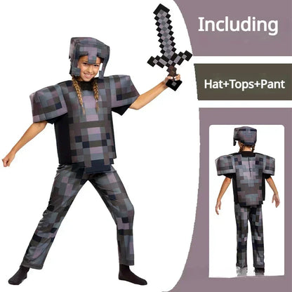 Minecraft Steve Kids' Diamond Armor 3-Piece Halloween Costume Set