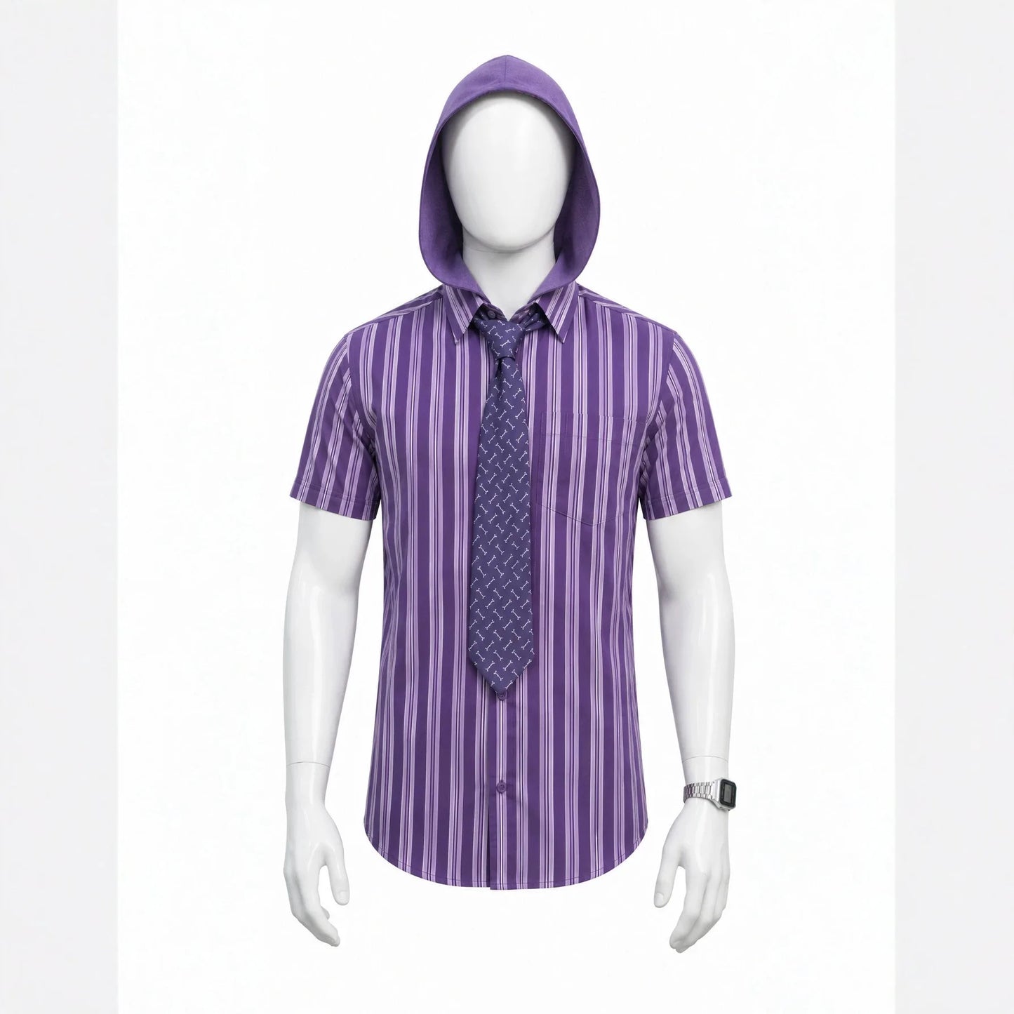 He Man Skeletor Cosplay Costume With Mask Hooded Cape Shirt Watch Tie Daily Commuter Workwear Outfit Men Halloween Carnival Cos