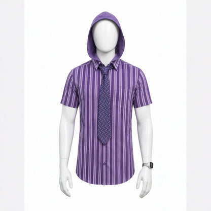 He Man Skeletor Cosplay Costume With Mask Hooded Cape Shirt Watch Tie Daily Commuter Workwear Outfit Men Halloween Carnival Cos