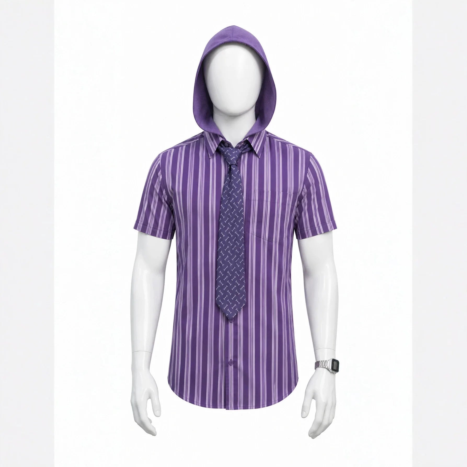 He Man Skeletor Cosplay Costume With Mask Hooded Cape Shirt Watch Tie Daily Commuter Workwear Outfit Men Halloween Carnival Cos