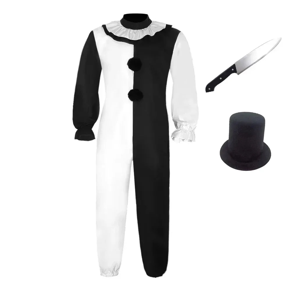 Terrifier Art Clown Costume Joker Disguise Jumpsuit Girls Up Horror Dress Suit Halloween - suit C / Kids 110