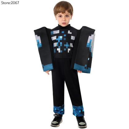 Halloween Costume My World Mc Game Dress Up Kids Costume Sound Guard Headgear Jumpsuit - set03 / L