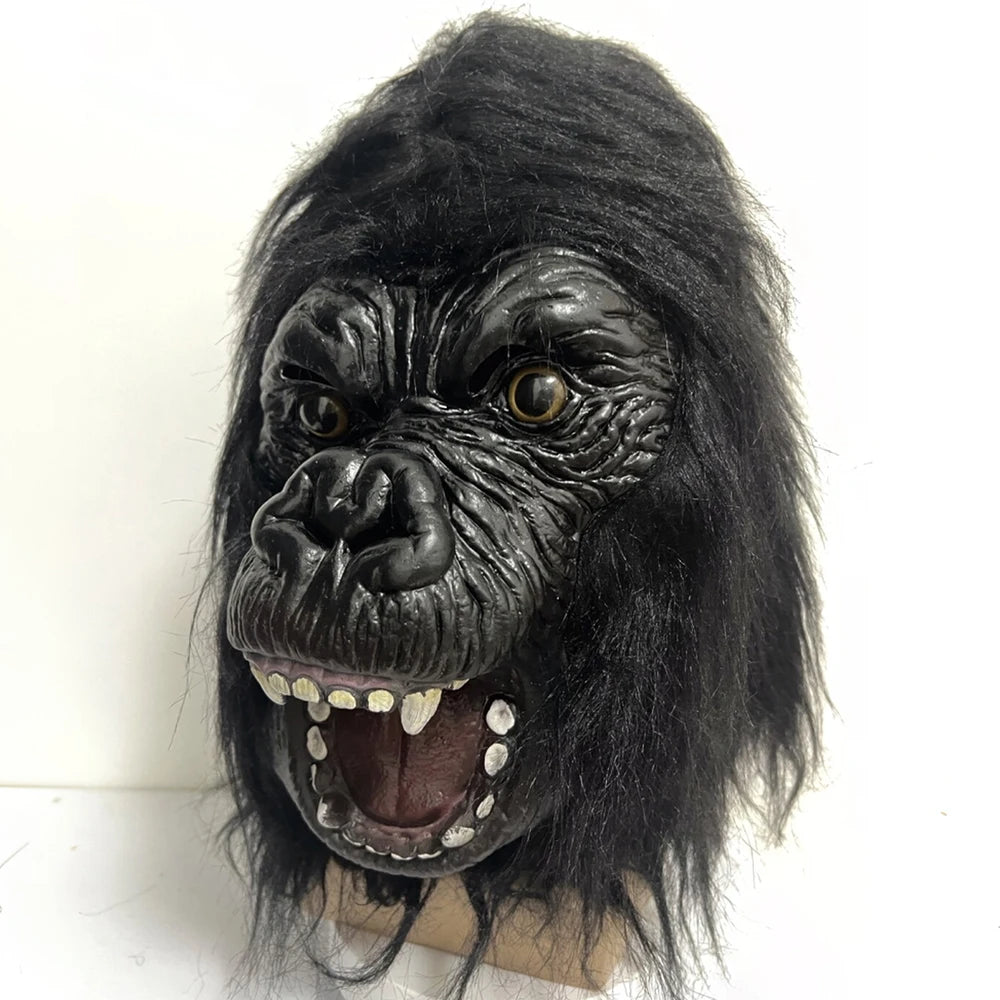 Black Realistic Gorilla Latex Mask For Halloween Party Cosplay Costume Prop Full Face