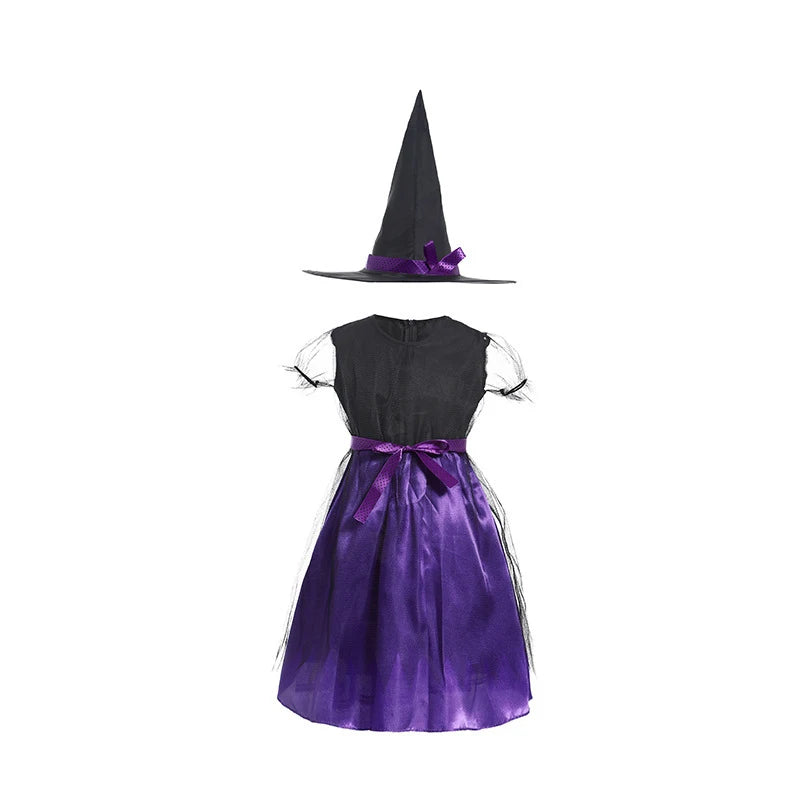 5 Styles Halloween Costume for Kids Girls Purple Bat Dress Halloween Fantasy Vampire - Dark Grey / 9-10T(150)
