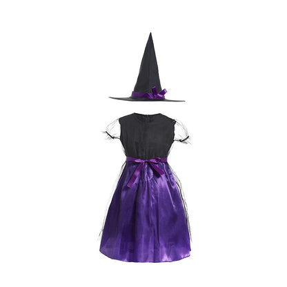 5 Styles Halloween Costume for Kids Girls Purple Bat Dress Halloween Fantasy Vampire - Dark Grey / 9-10T(150)