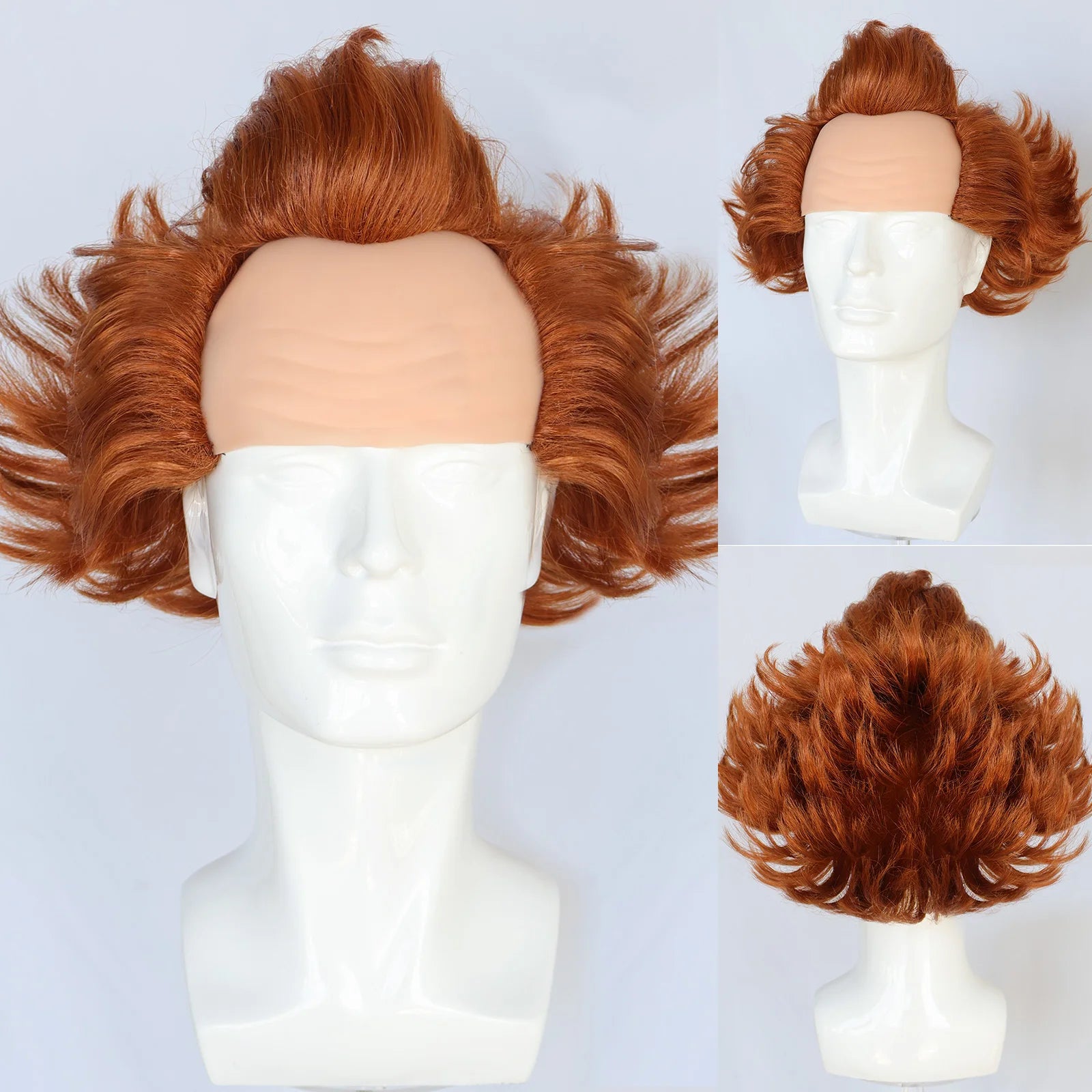 Synthetic Clown Wig for Halloween Cosplay -Orange Curly Hair with Realistic Bald Cap, Perfect for It Movie - product image 6