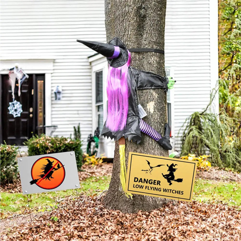 Crashing Witch Outdoor Halloween Decoration