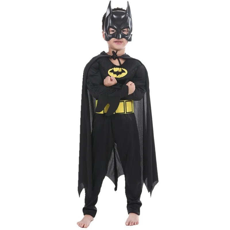 Halloween Kids Boys Bat Costume Batboy Fancy Black Superhero Costume Kids Costume Outfits - jumpsuit and mask / 100