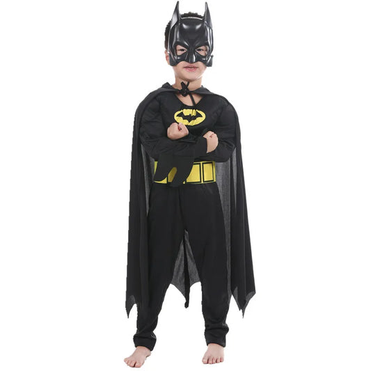 Halloween Kids Boys Bat Costume Batboy Fancy Black Superhero Costume Kids Costume Outfits - jumpsuit and mask / 100
