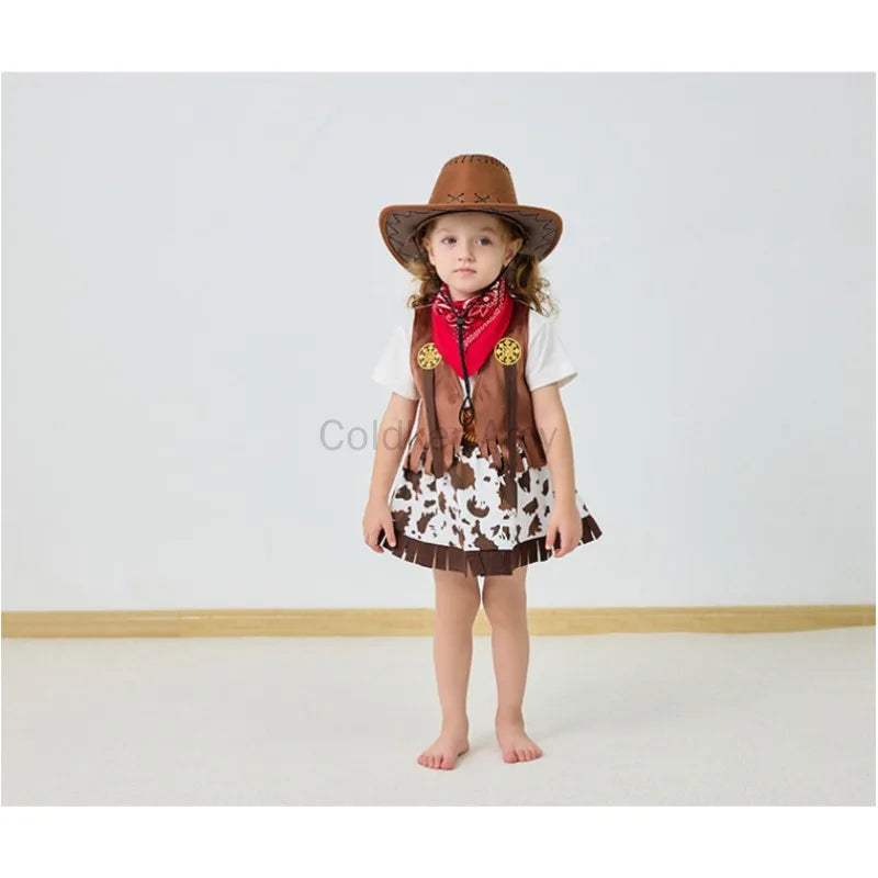 Purim Halloween Costumes for Baby Toddler Kids Child Girls Cowgirl Cowboy Costume - set 2 / 160