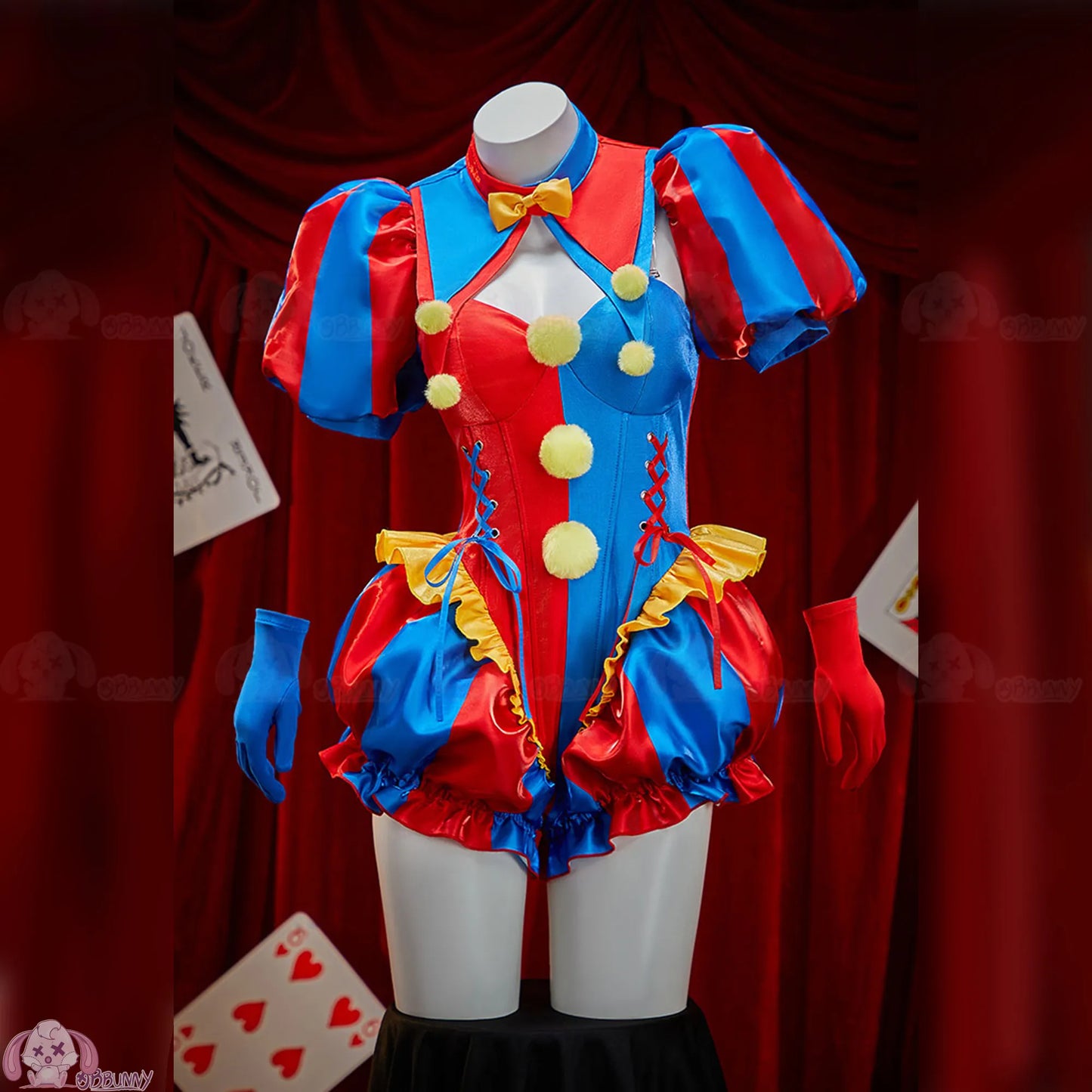 Adult Digital Circus Pomni Cosplay Costume Women Sexy Jumpsuit With Hat Socks Halloween Cute Clown Clothes - product image 3