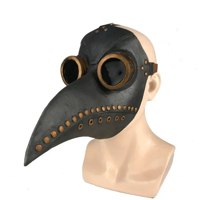Medieval Plague Doctor Costume for with Pointed Hat Cloak Bird Beak Mask and Hooded