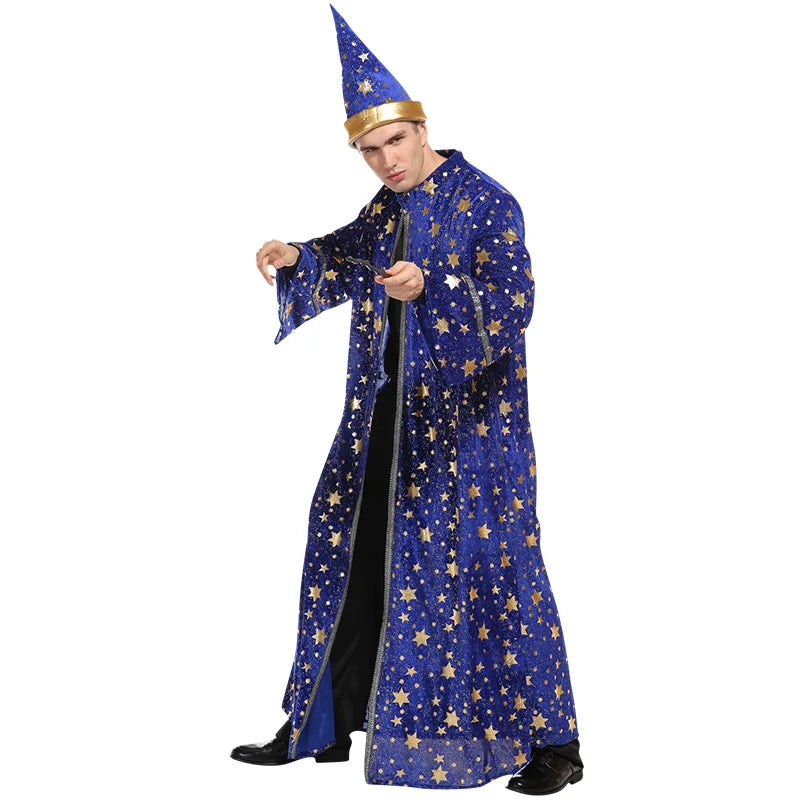 Halloween Costume for Men and Women Adult Wizard Costume Magician Performance Costume - View 4