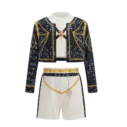 Kids Michael Jackson Costume Boys Superstar Singer Outfit Halloween Carnival Stage Performance Dance Cosplay Party Costume