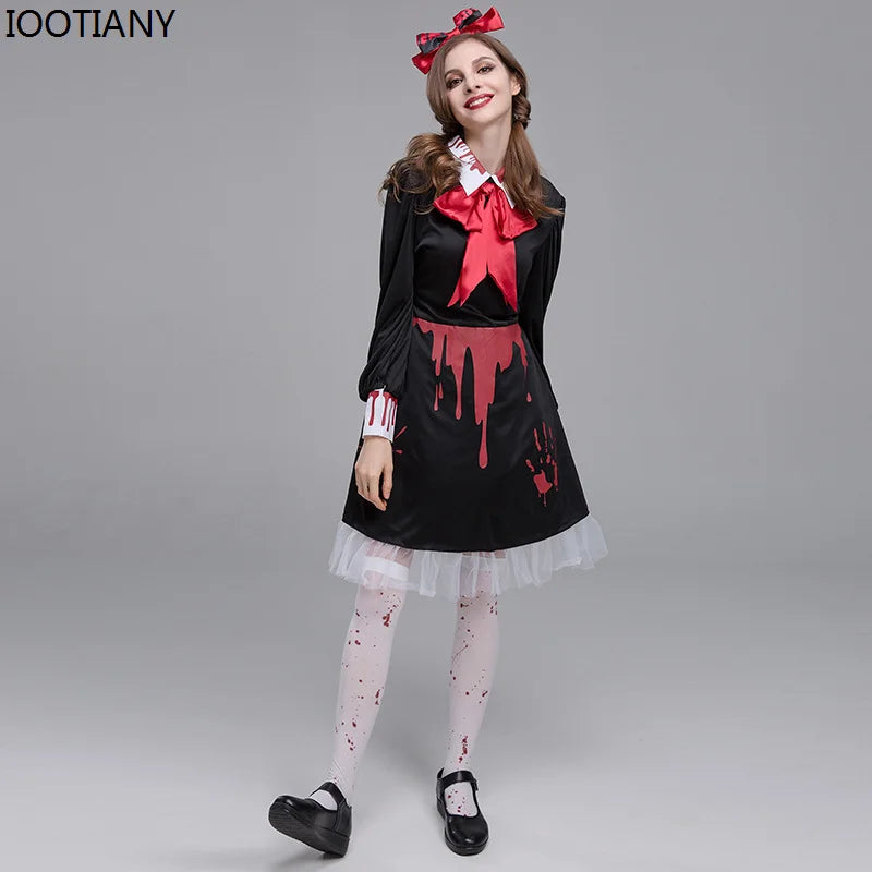 Horror Bloody Voodoo Doll Dress Halloween Costume Adult Girl Demon Vampire Performance - Vampire / One Size