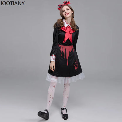 Horror Bloody Voodoo Doll Dress Halloween Costume Adult Girl Demon Vampire Performance - Vampire / One Size