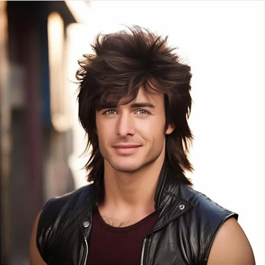 Men's 70s 80s Mullet Rock Costume Wig