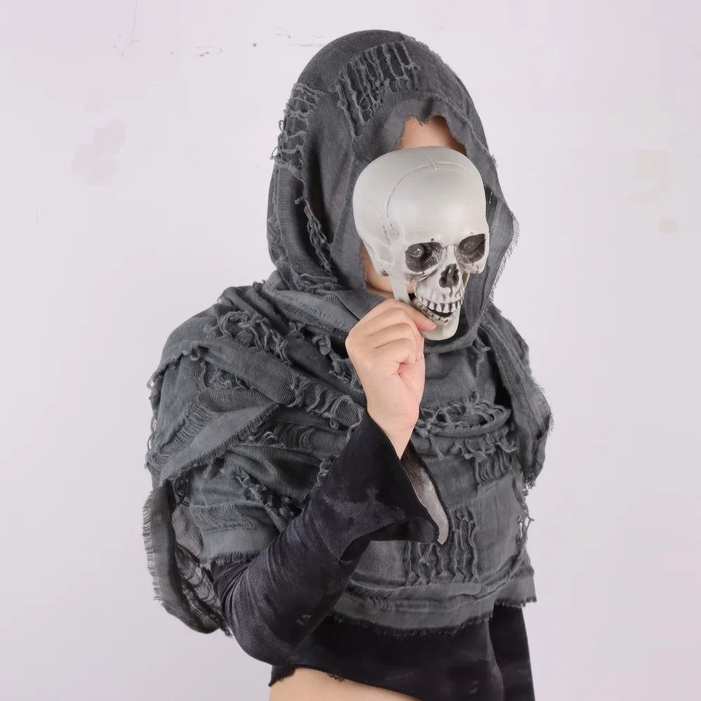 Wrap Dune Wasteland Hooded Shawl With Viking Brooch | Cowl Scarf Rogue Medieval