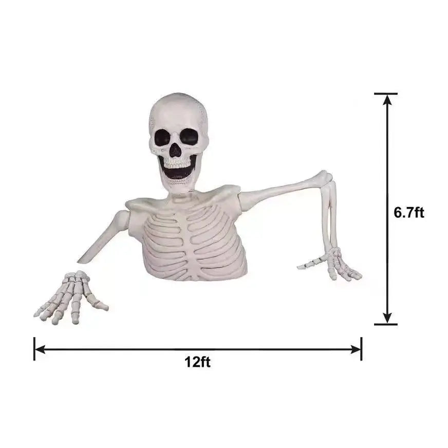 12 feet half-body big head skeleton ornament Halloween secret room set props Haunted houseOutdoor