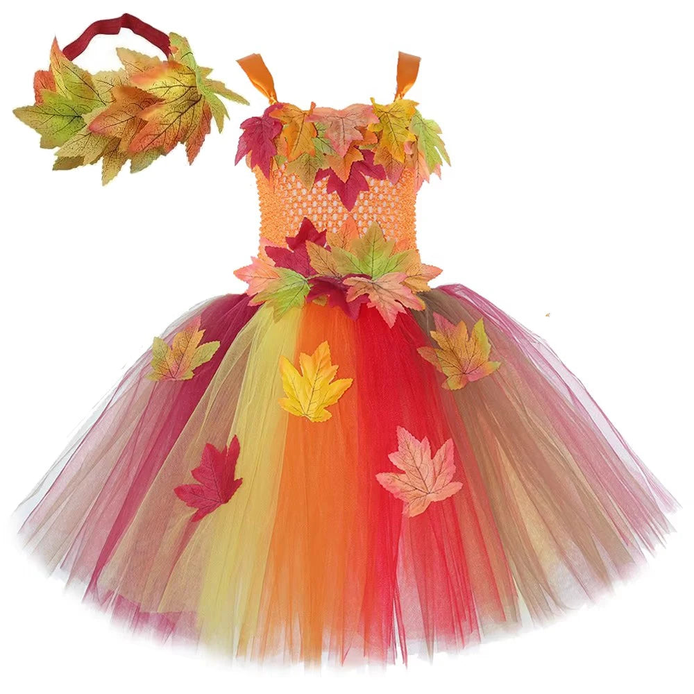 Girls Woodland Fairy Maple Leaf Halloween Costume Set