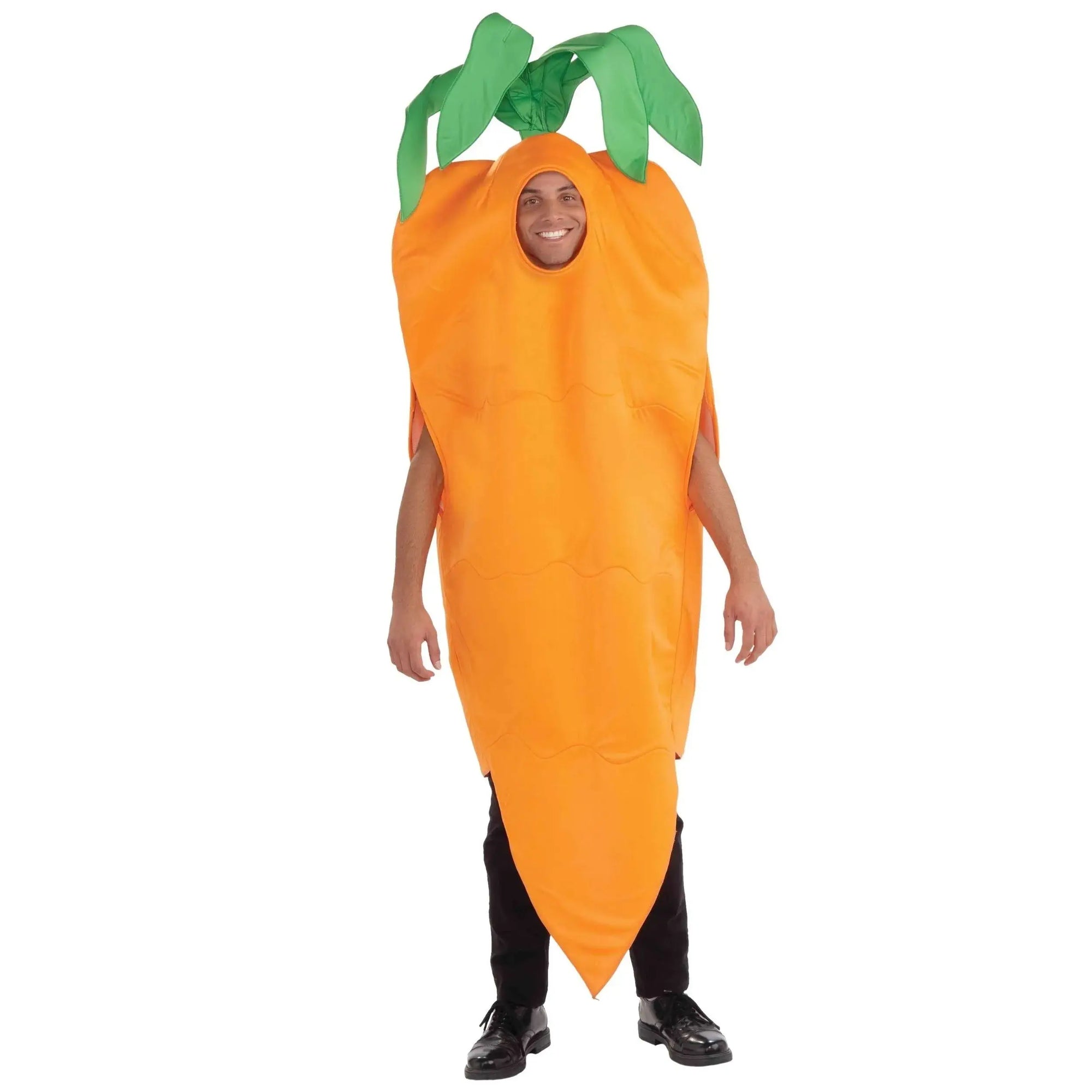 HAPPY JO Adult Carrot Costume – Funny Orange Vegetable Jumpsuit