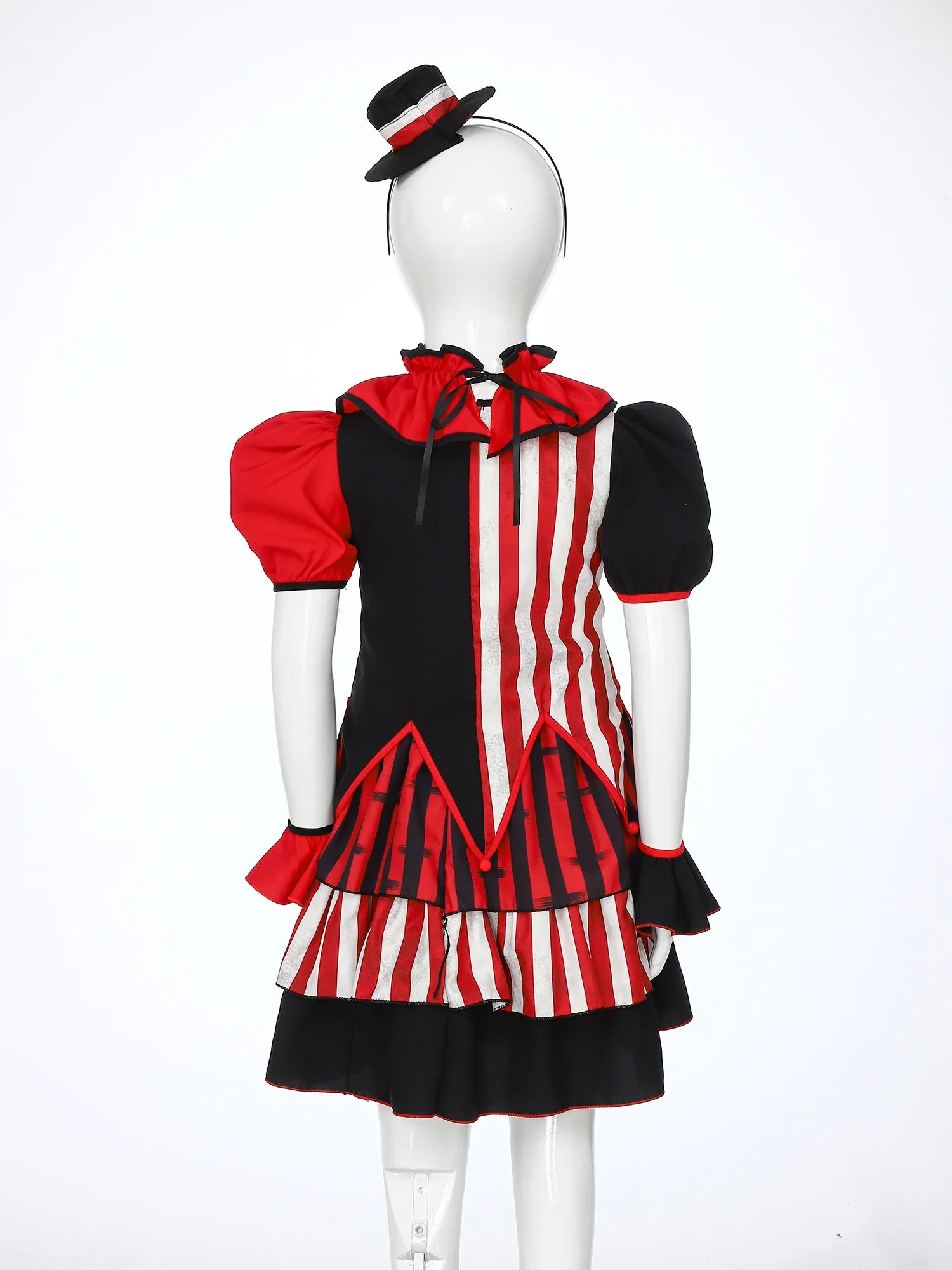 Girls Halloween Circus Scary Clown Cosplay Performance Costume Short Sleeve Top with Skirt Headband Cuffs for - product image 4