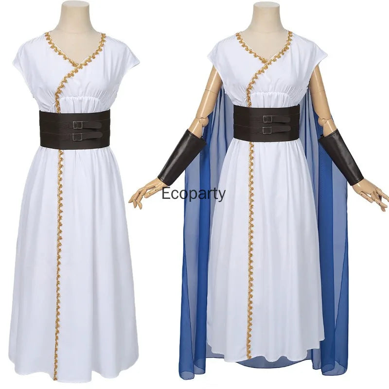 Women Ancient Greek Moon Hunting Goddess Artemis Costume Medieval Princess Costume Dress - Blue / L