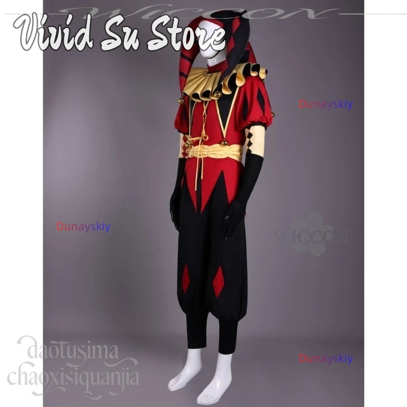 Pierrotot Horror Clown Uniform Suit Big Hat Black Red Retro Suit White Wigs Mask Halloween - mask / XXXL