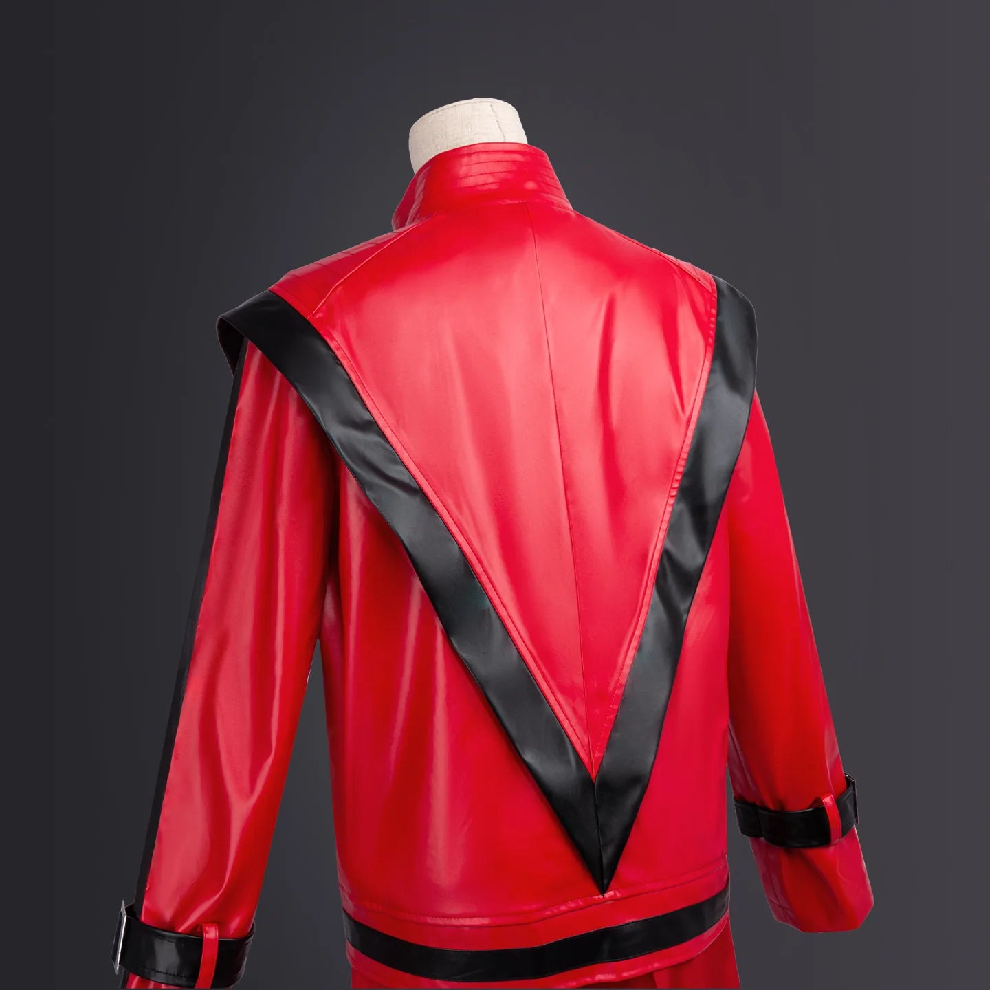 Michael Jackson Thriller Scary Costume Movie Red Leather Jacket Pants Uniform Anime - suits / XL