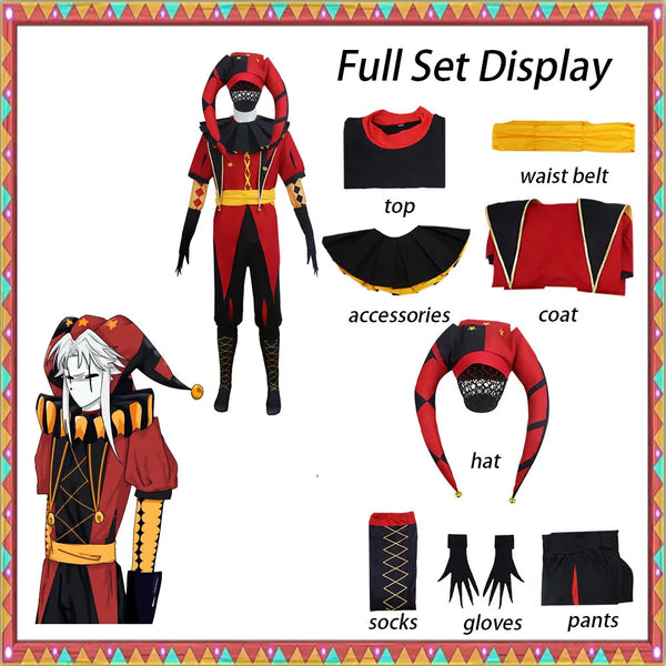 Vintage Horror Clown Outfit 2 Colors Black Red Green Clown Costume