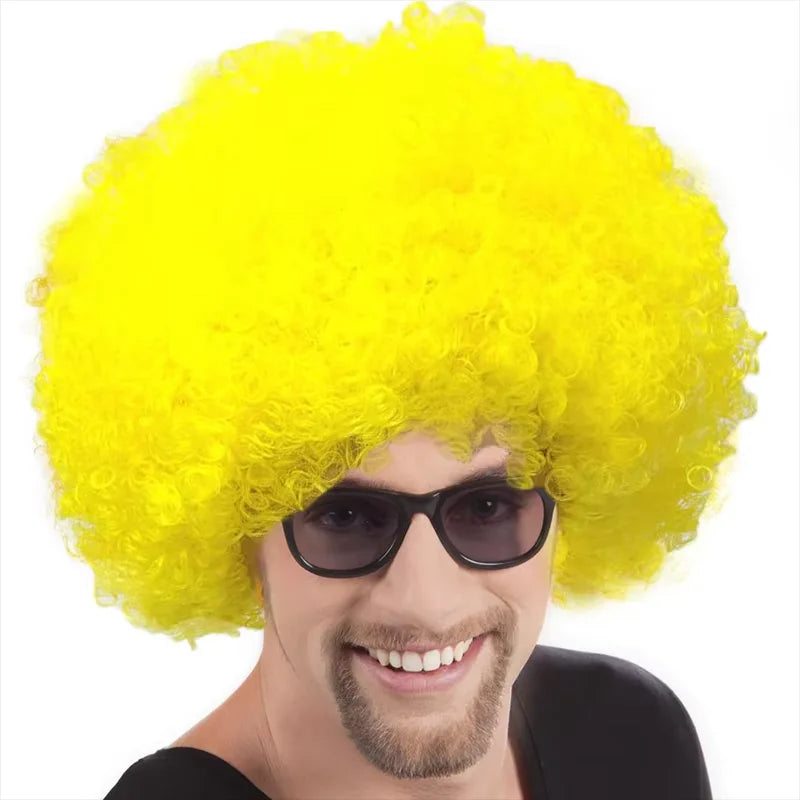 80s Clown Wig Afro Puff Synthetic Halloween Costume Anime Fancy Costume Accessory - Blue