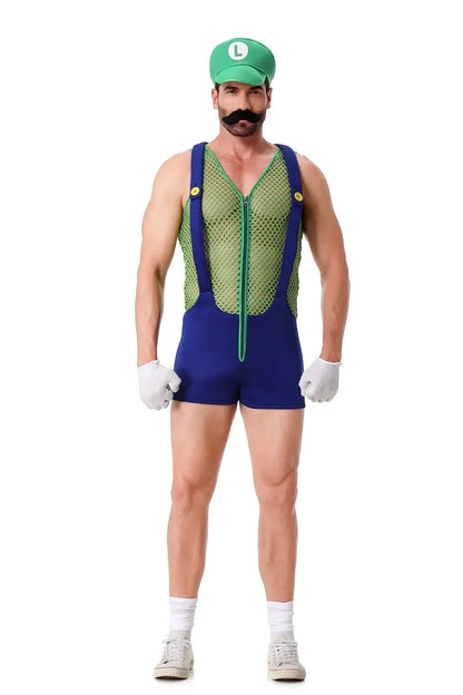 Men's Anime Super Luigi frères plombier drôle combinaison Costume