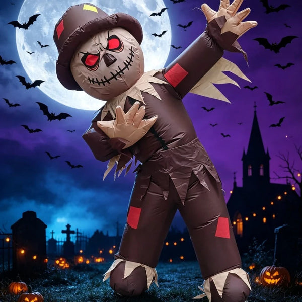 Inflatable scarecrow costume Day dress up glowing eyes waterproof polyester great