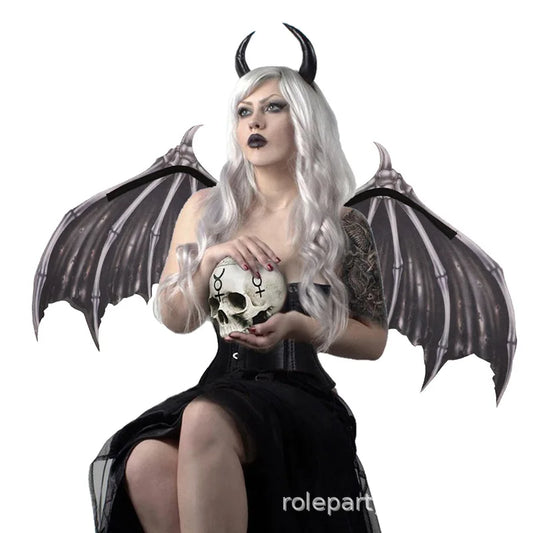 Demon Bone Wings with Straps Foldable Wings Halloween Costume Accessories - black / China Mainland
