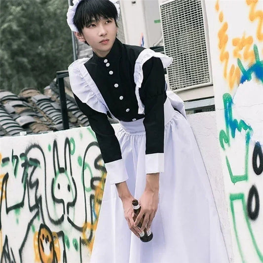 Adult Anime Maid Long Apron Lolita Cafe Costume