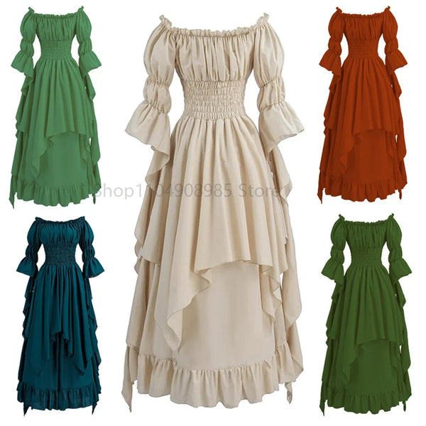 Women's Gothic Witch Dress Medieval Renaissance Costume Victorian Shoulder Off Sexy Dress for Halloween Party - product image 1