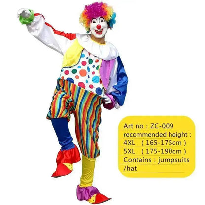 Adults Clown Costumes Joker Bodysuit for Men Magician Performance Fancy Halloween Outfits - Zc-009 / 4xl height165-175cm