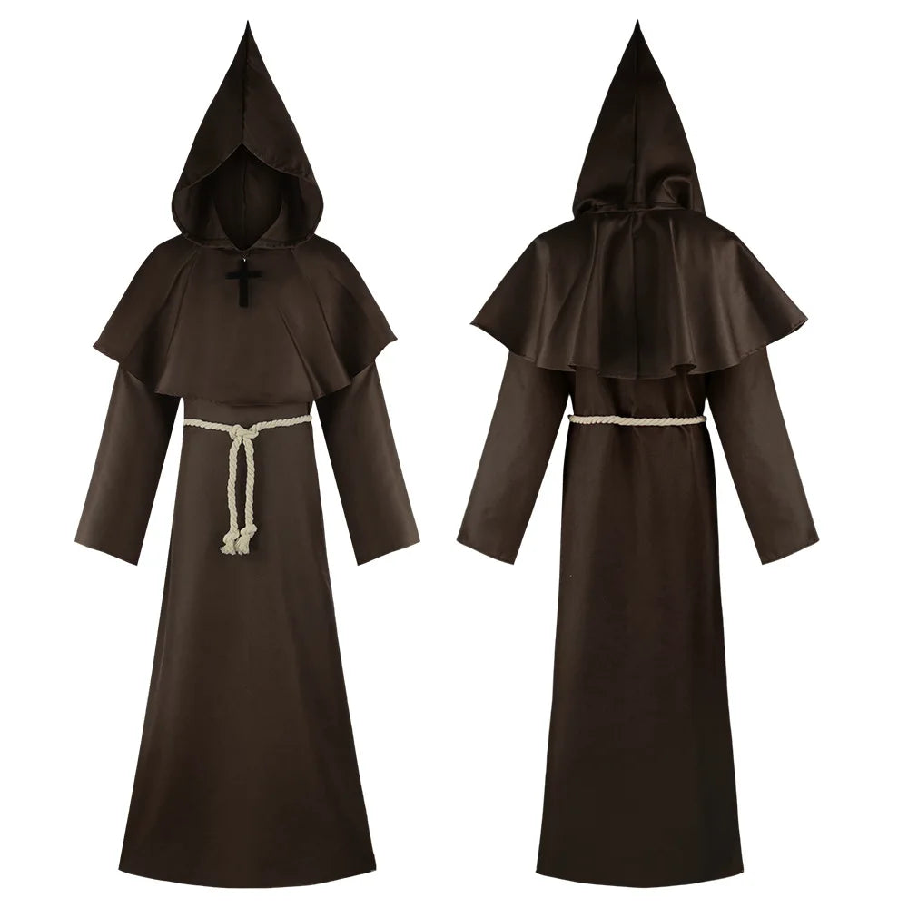 Halloween Grim Reaper cosplay costume Five Ghosts Costume Medieval Friar's Robe Monk Clothes Witch Priest Cos - product image 5