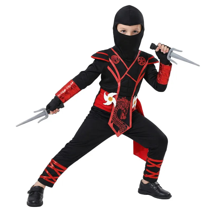 Kids Silver Dragon Ninja Costume Cartoon Masked Warrior Performance Outfit Halloween Anime Holiday Party - product image 3
