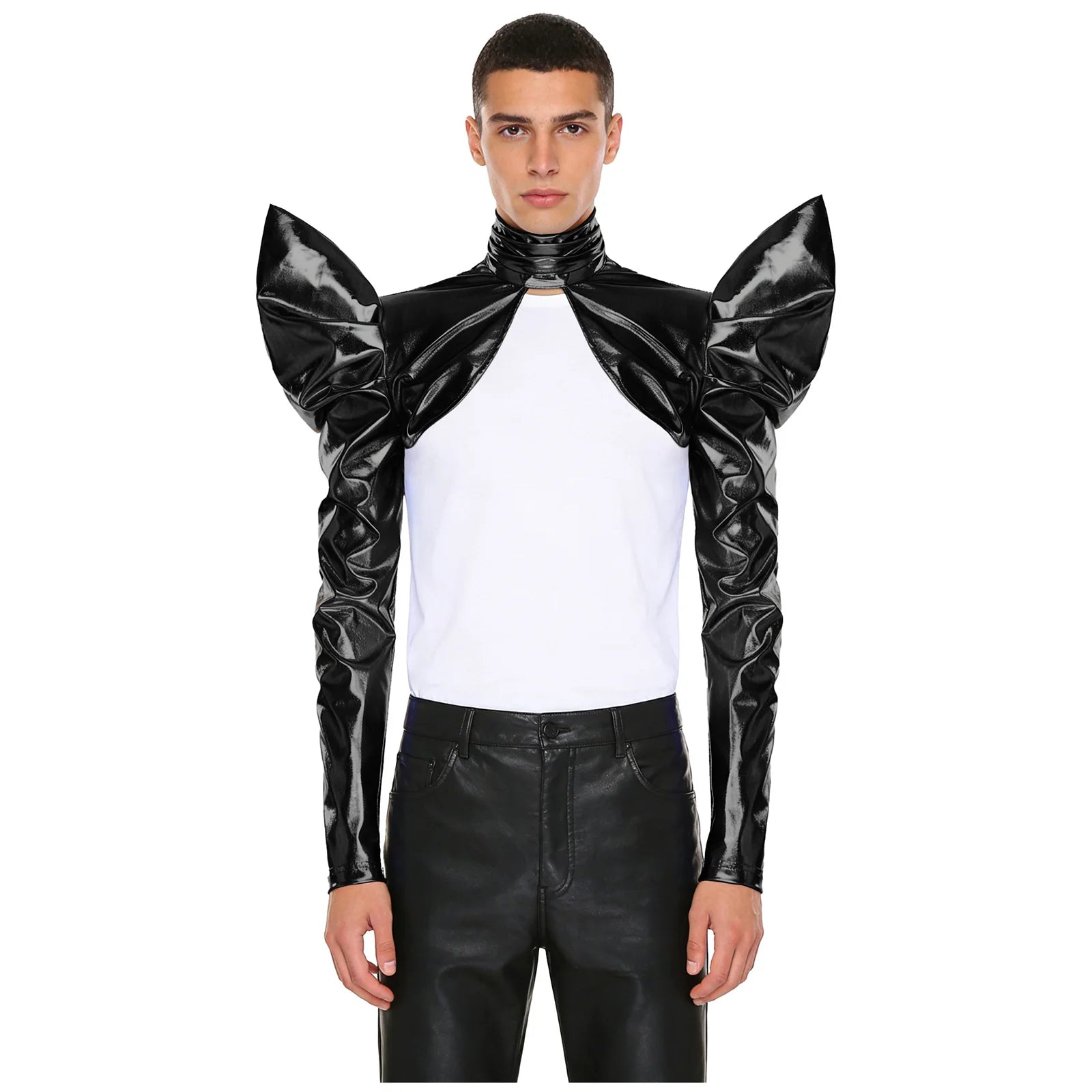 Men's Disco Bolero Iridescent Metallic Shoulder Armor Long Sleeve Costume - alternate view 7