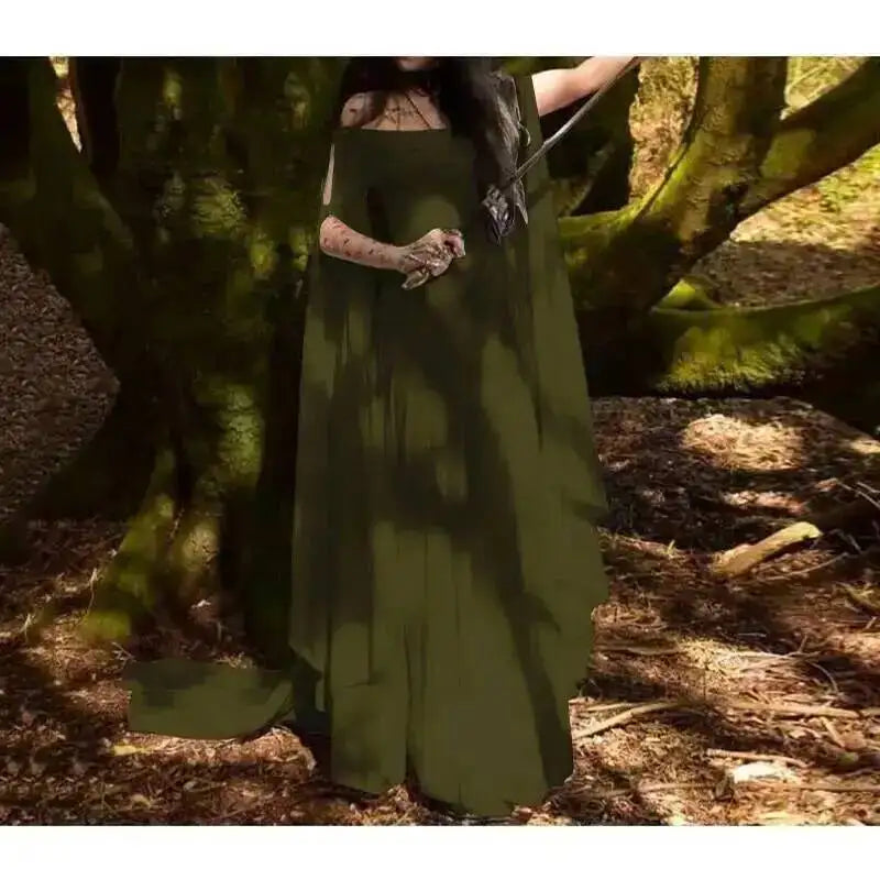 Women's Medieval Cos Long Sleeve Round Neck Belt Costume - alternate view 7