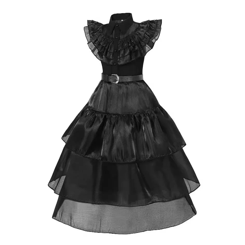 Girls Halloween Costume Black Gothic Costume Kids Up - 3 PCS B / 11-12T(160)