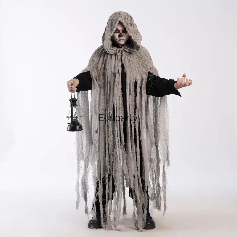 Adult Halloween Ghost Dementors Costume Horror Dilapidated Tassels Zombie Hooded Cape Day - View 5