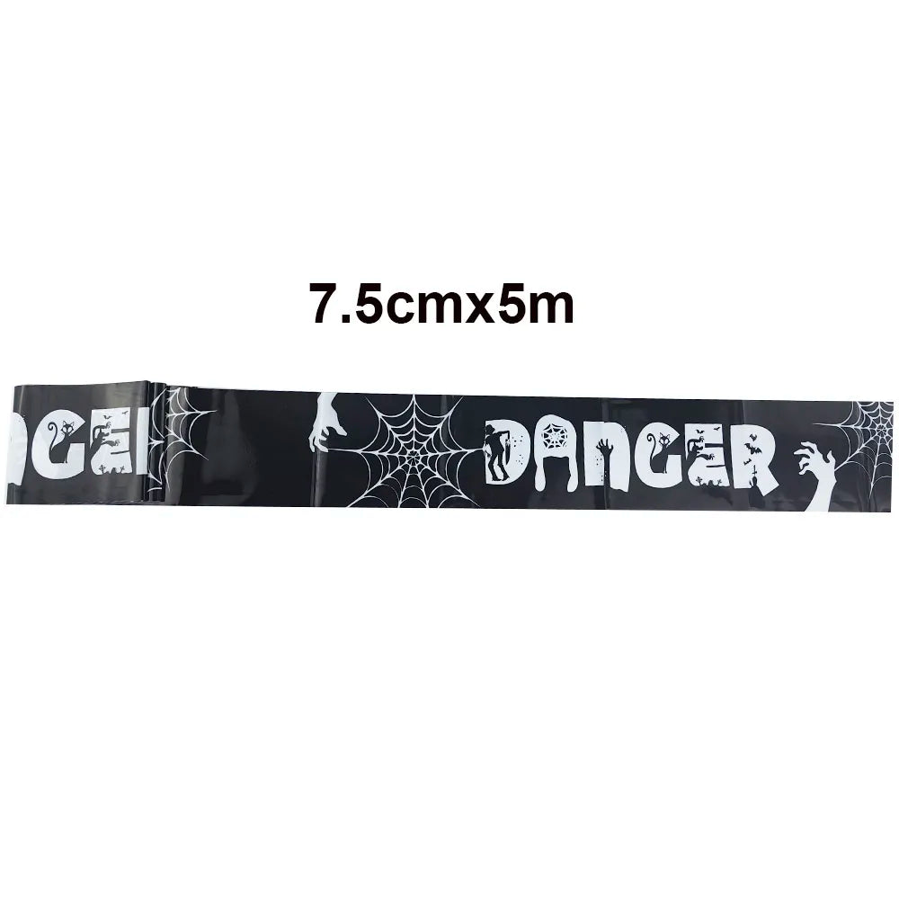 Halloween Decoration Caution Tape Window Prop Skull Zombie Warning Tape Signs Halloween Props Party Favors Haunted House Décor