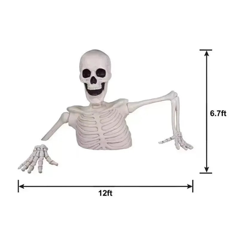 12 feet half-body big head skeleton ornament Halloween secret room set props Haunted houseOutdoor
