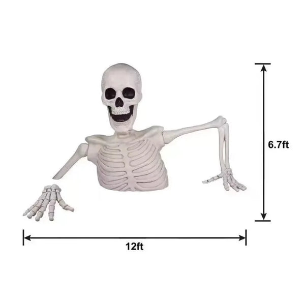 12 feet half-body big head skeleton ornament Halloween secret room set props Haunted houseOutdoor