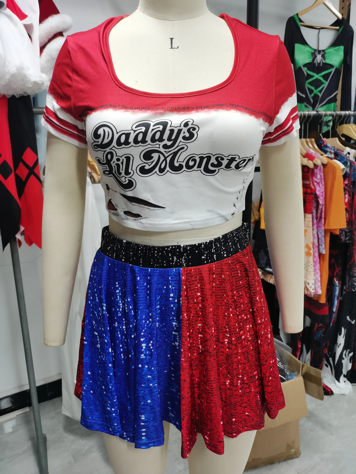 Color Cosplayer Women's Clown & Superhero Costume – Printed Top and Skirt
