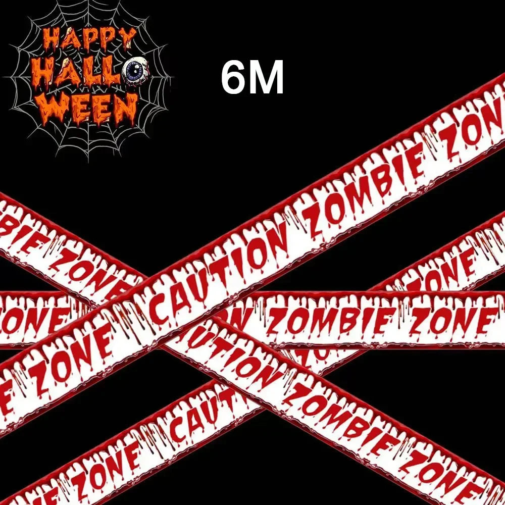 Halloween Warning Tape Signs Banner Halloween Props Window Prop Danger Warning Line Halloween Decoration Supplies